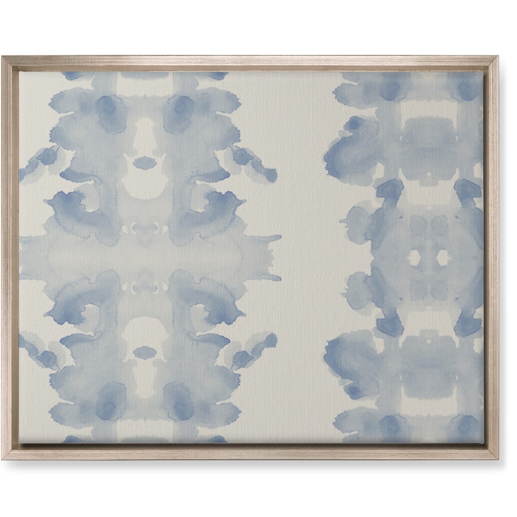 Double Inkblot - Light Blue and Cream Wall Art, Metallic, Single piece, Canvas, 16x20, Blue