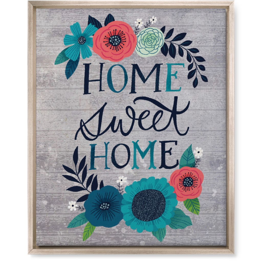 Home Sweet Home - Gray Wall Art, Metallic, Single piece, Canvas, 16x20, Gray
