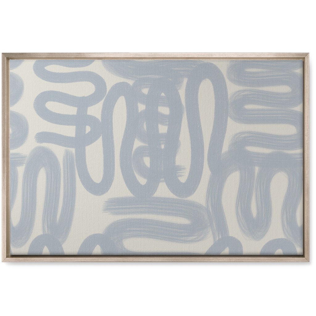 Squiggle - Blue and Cream Wall Art, Metallic, Single piece, Canvas, 20x30, Blue