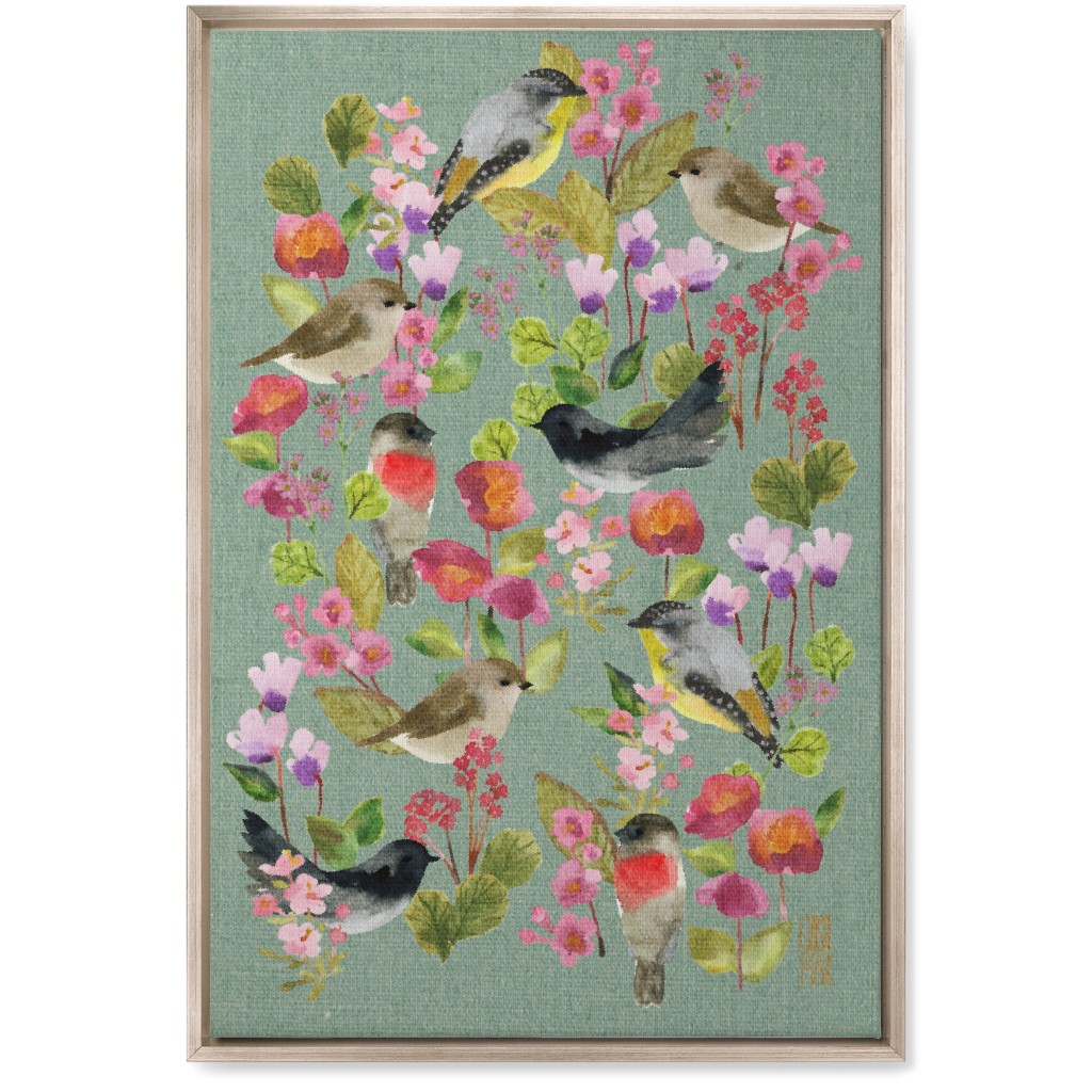 Winter Birds in the Garden Wall Art, Metallic, Single piece, Canvas, 20x30, Multicolor, Mantis