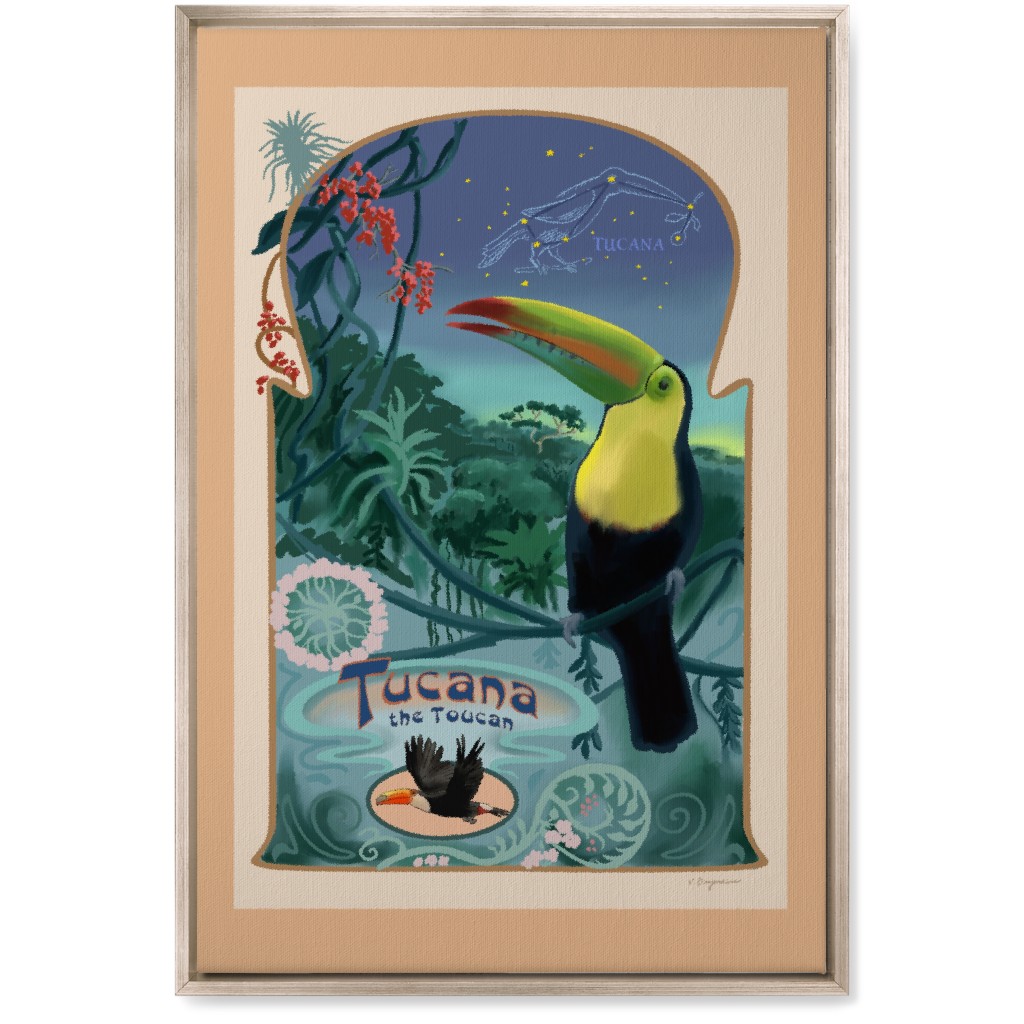 Art Nouveau Toucan Wall Art, Metallic, Single piece, Canvas, 20x30, Multicolor