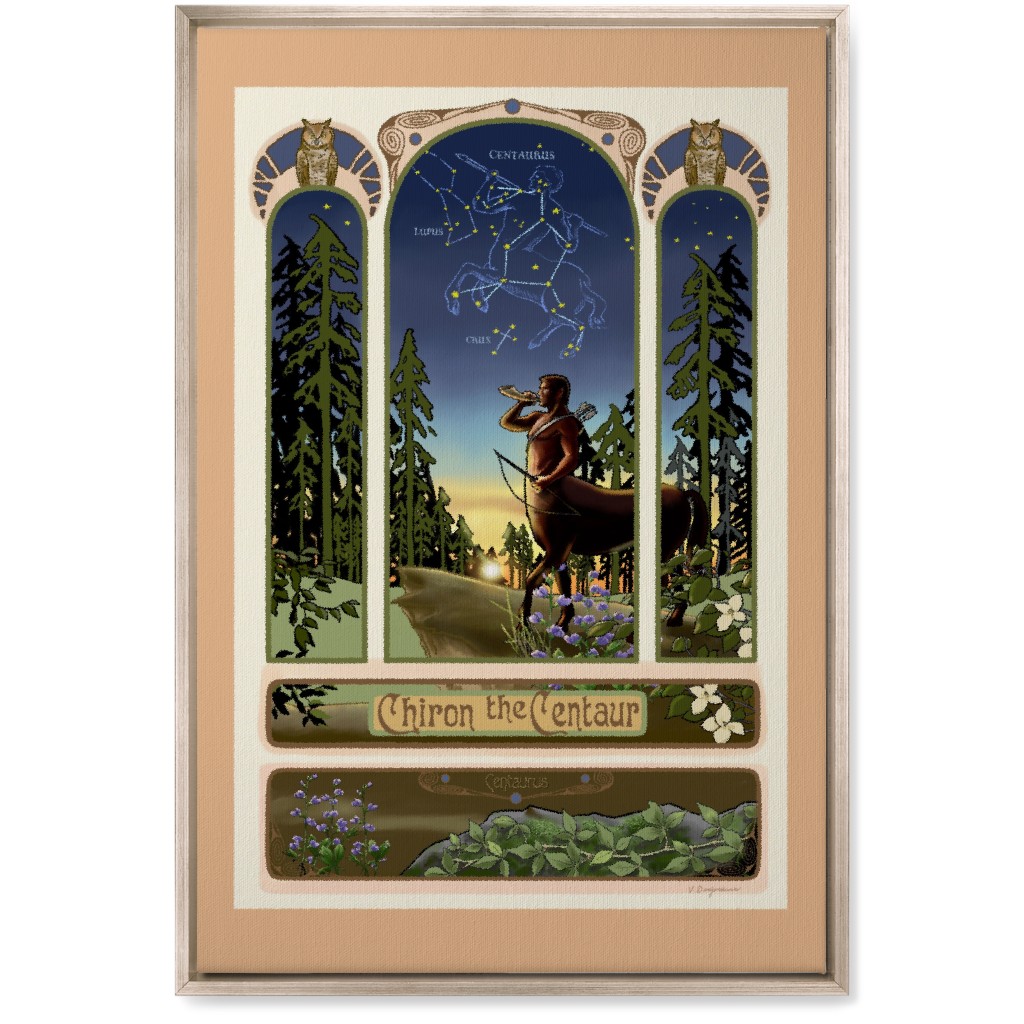 Art Nouveau Centaur Wall Art, Metallic, Single piece, Canvas, 20x30, Blue, True Blue