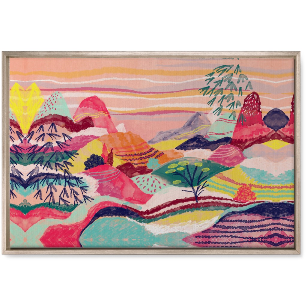 Dreamy Hills Abstract - Vibrant Wall Art, Metallic, Single piece, Canvas, 20x30, Multicolor