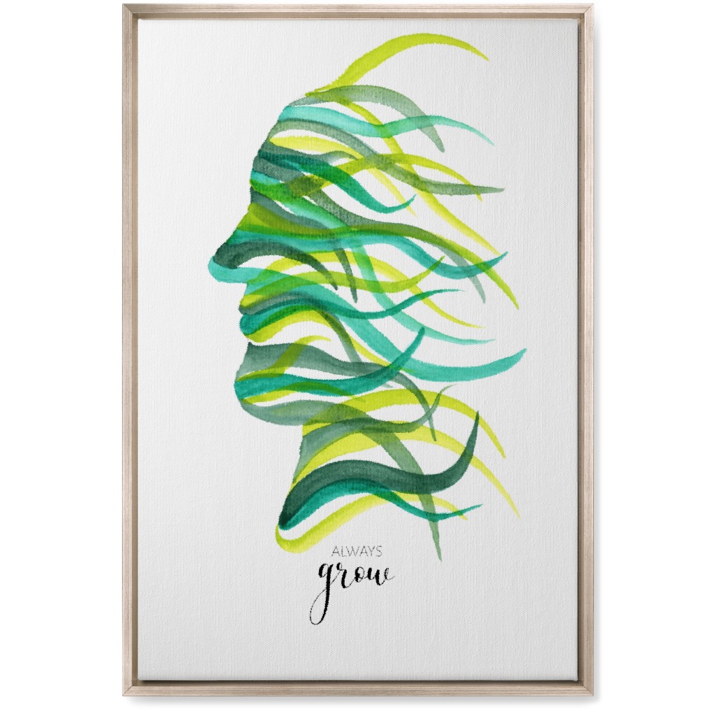 Always Grow - Green Wall Art, Metallic, Single piece, Canvas, 20x30, Green