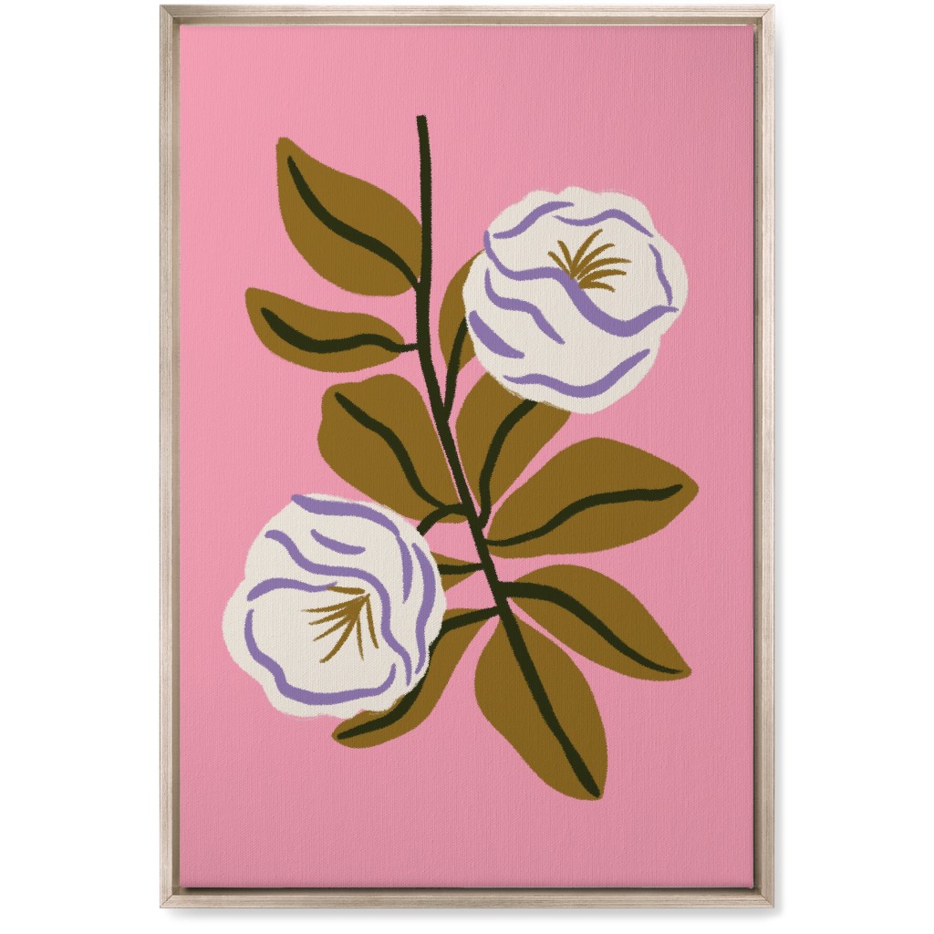 White Bulb Flower - Multi on Pink Wall Art, Metallic, Single piece, Canvas, 20x30, Pink, Bright Pink