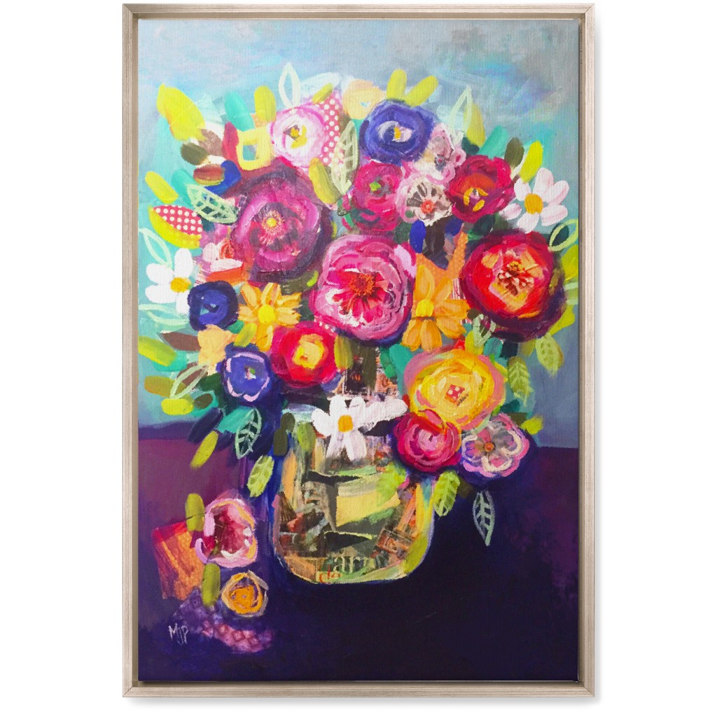Acrylic Summer Floral Bouquet - Vibrant Wall Art, Metallic, Single piece, Canvas, 20x30, Multicolor