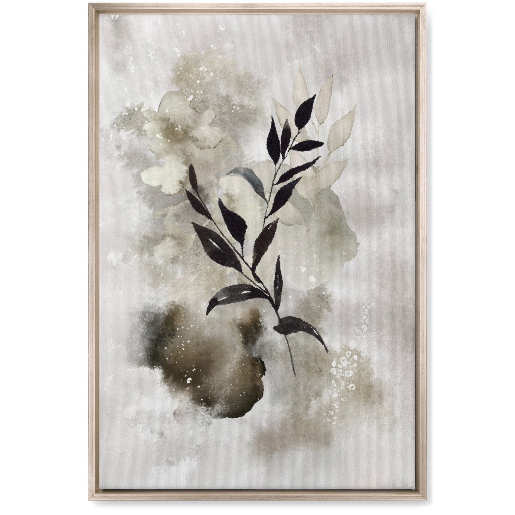 Watercolor Abstract Botanical Wall Art, Metallic, Single piece, Canvas, 20x30, Gray, Ash