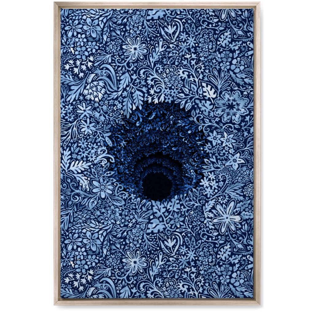 Deep Down Colorful Floral Abstract Wall Art, Metallic, Single piece, Canvas, 20x30, Blue, Silhouette