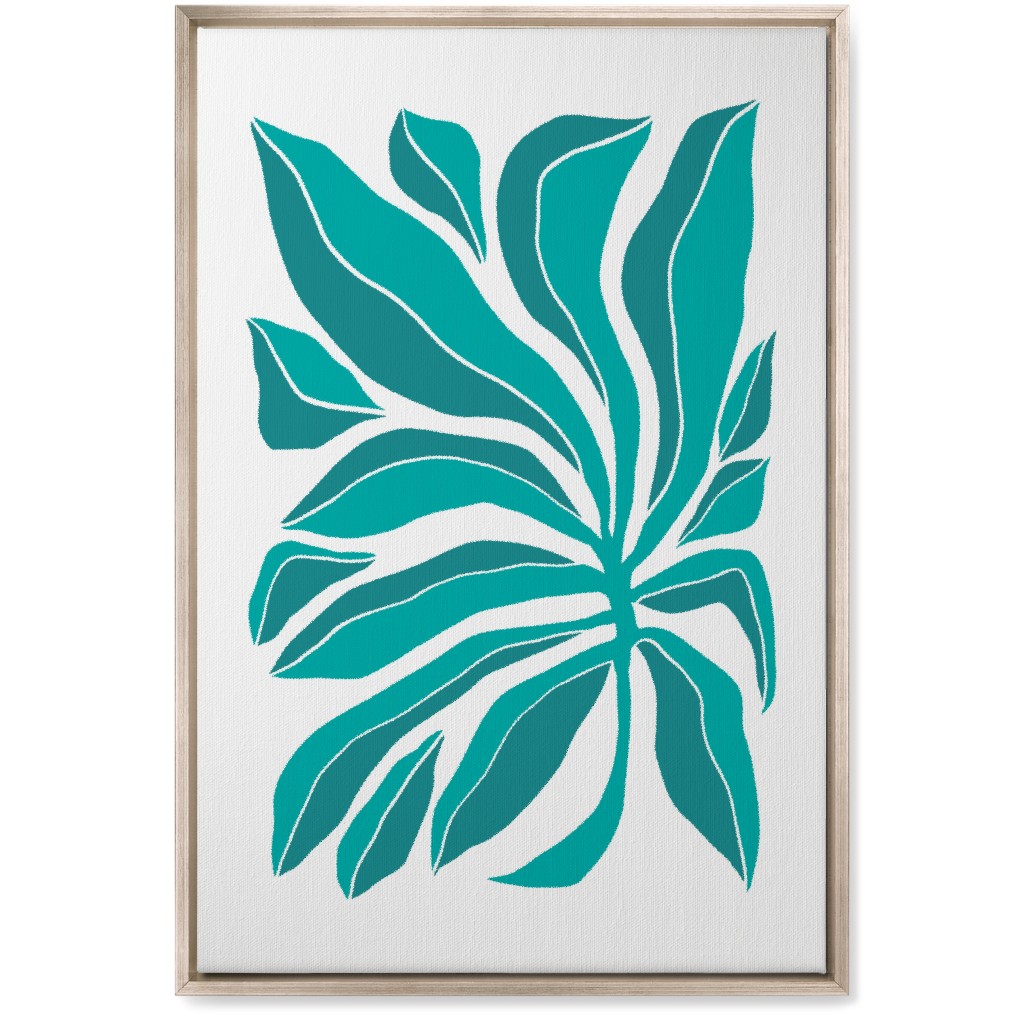 Minimalist Block Botanical Palm Leaves - Green Wall Art, Metallic, Single piece, Canvas, 20x30, Green