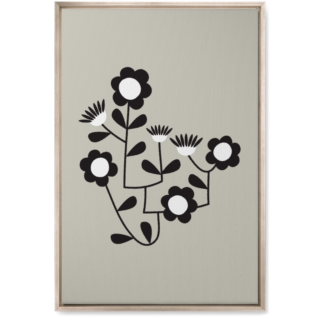 Mod Hanging Floral Wall Art, Metallic, Single piece, Canvas, 20x30, Gray, Pebble