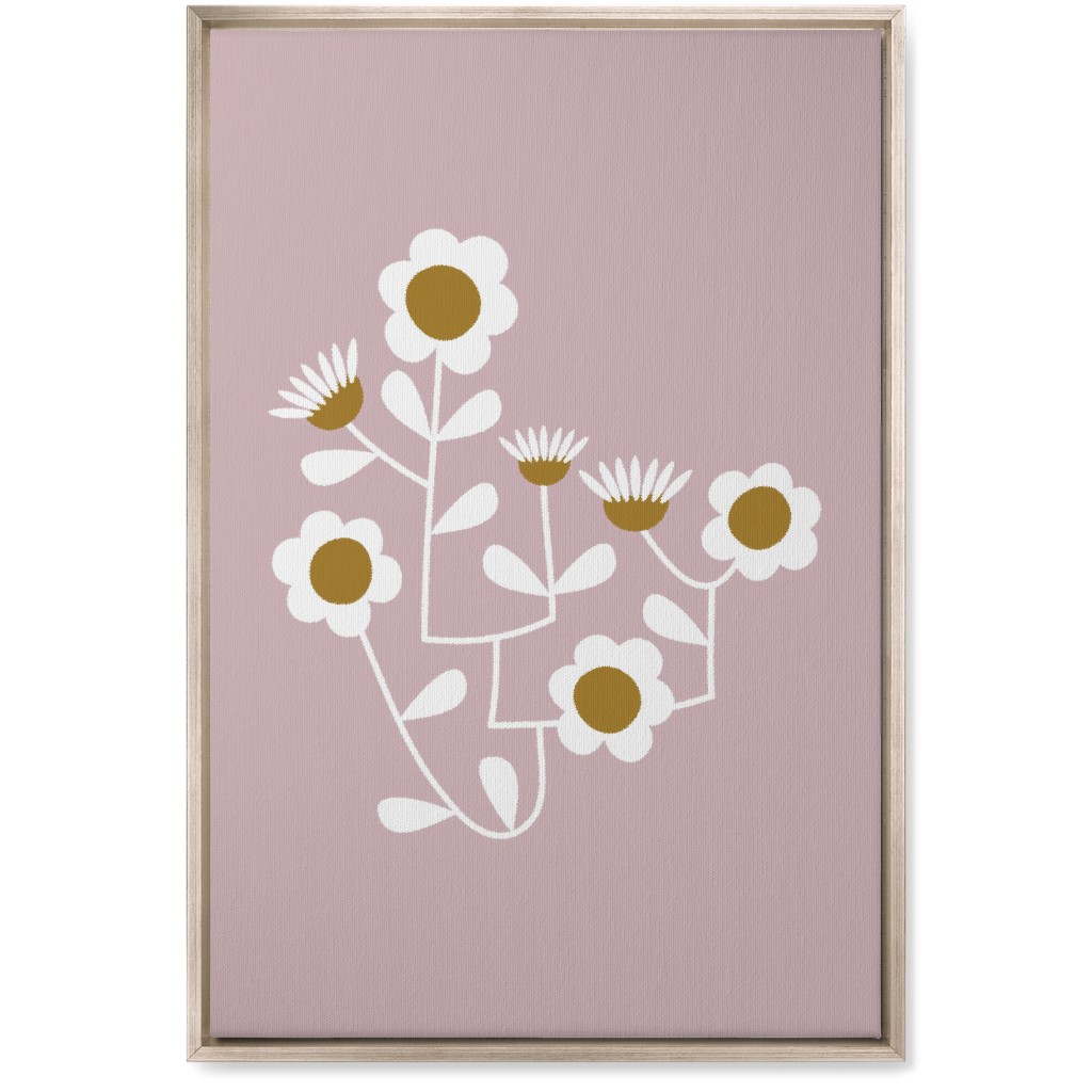 Mod Hanging Floral Wall Art, Metallic, Single piece, Canvas, 20x30, Pink, Whisper