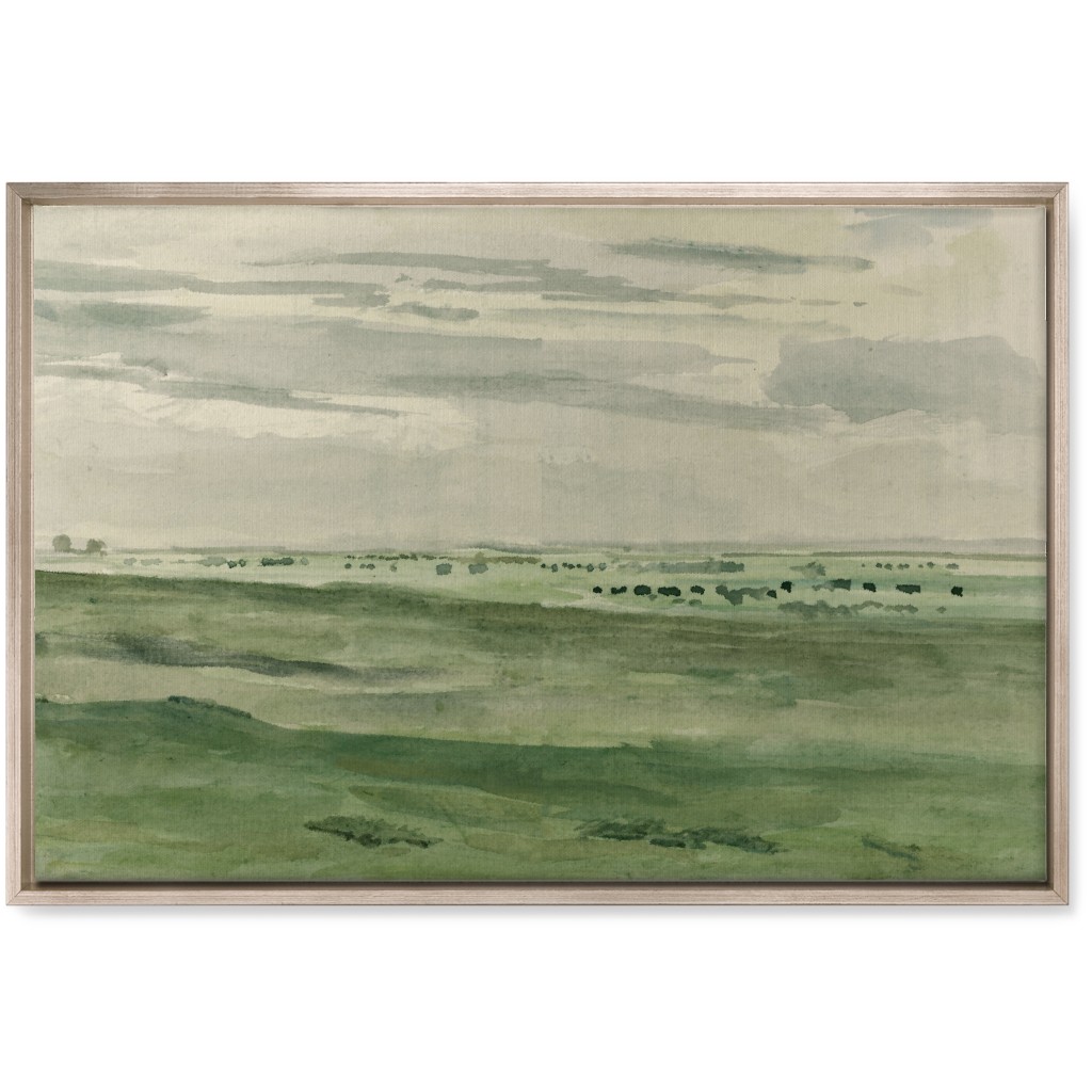 Watercolor Fields Wall Art, Metallic, Single piece, Canvas, 20x30, Green, Classic Green