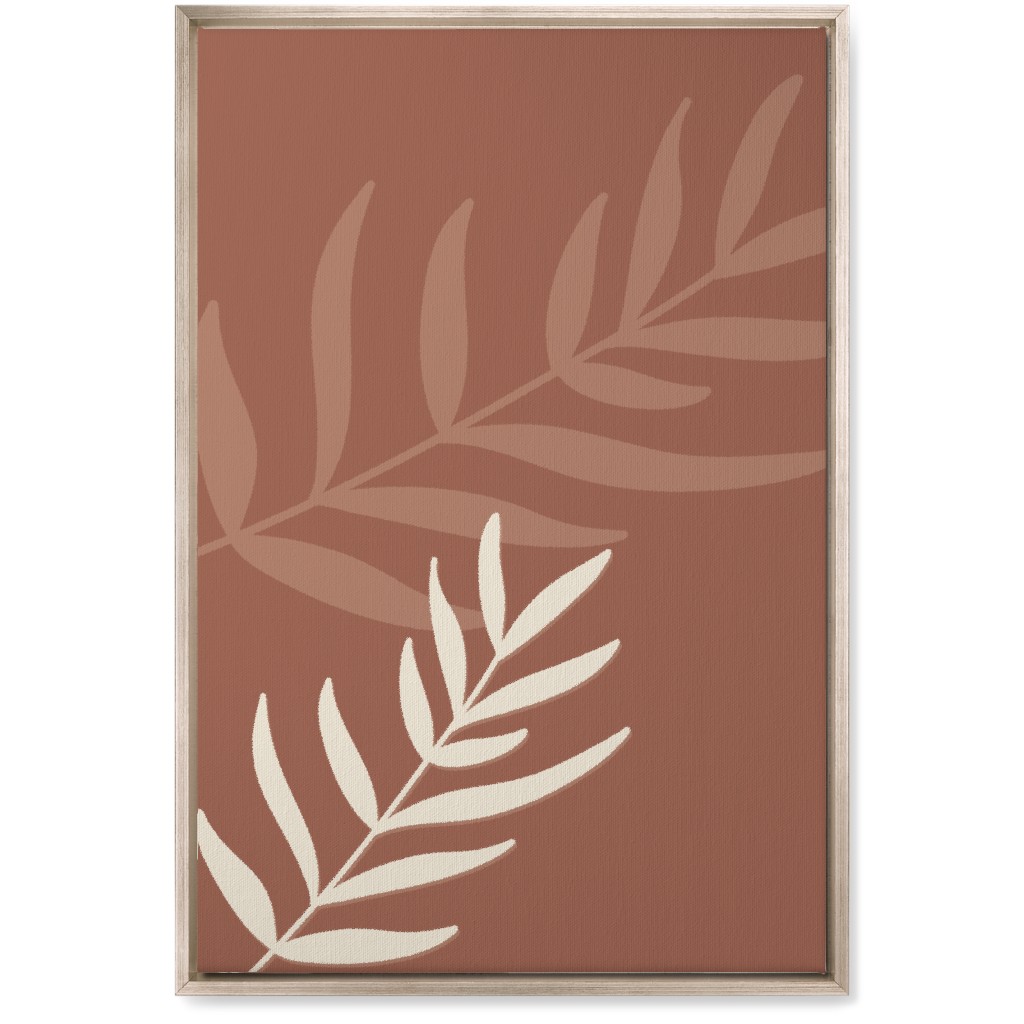 Fern Leaves in Neutral Earth Tones Wall Art, Metallic, Single piece, Canvas, 20x30, Red, Mauve
