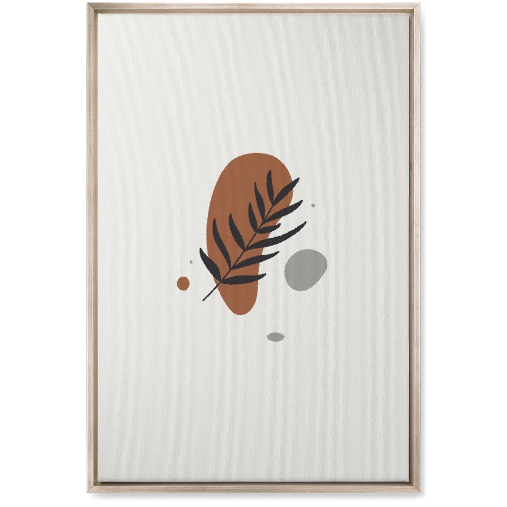 Shapes and Fern Leaf V Wall Art, Metallic, Single piece, Canvas, 20x30, Brown, Toast