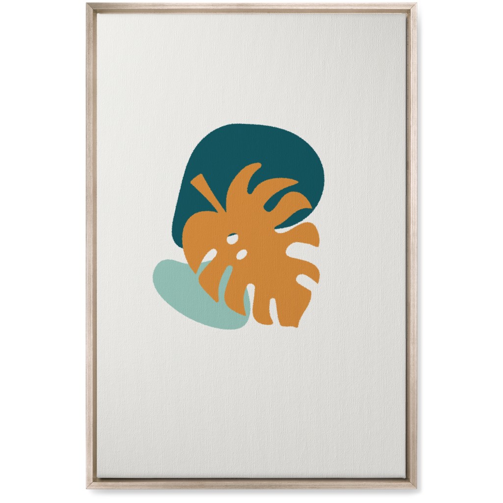 Shapes and Fern Leaf Ii Wall Art, Metallic, Single piece, Canvas, 20x30, Multicolor, Ink Spot