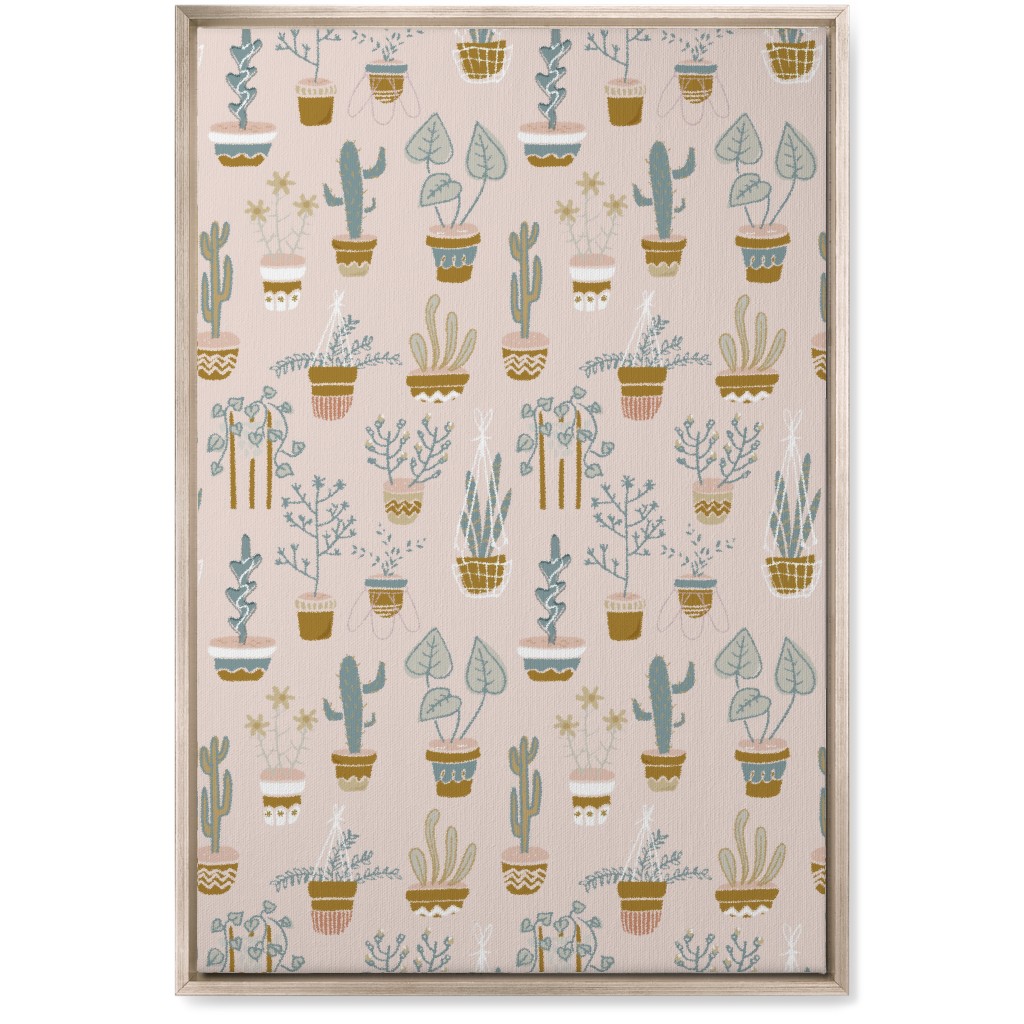 Indoor Plants - Pink Wall Art, Metallic, Single piece, Canvas, 20x30, Pink, Bright Pink