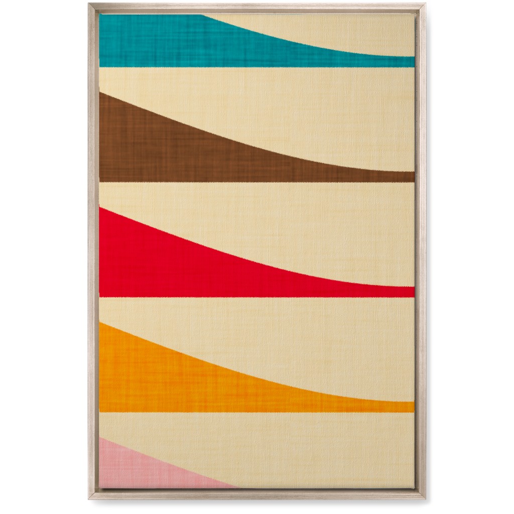 Mid Mod Waves Wall Art, Metallic, Single piece, Canvas, 20x30, Multicolor, Bright Red