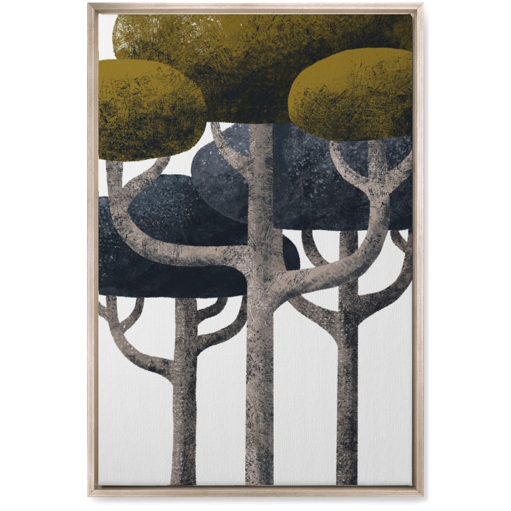 Tree Stand - Green and Black Wall Art, Metallic, Single piece, Canvas, 20x30, Multicolor