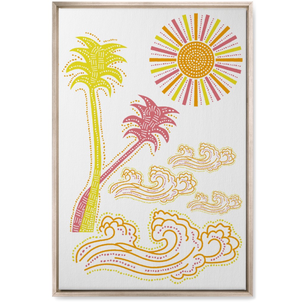 Optimistic Sunny Tropical Summer Art Wall Art, Metallic, Single piece, Canvas, 20x30, Multicolor, White