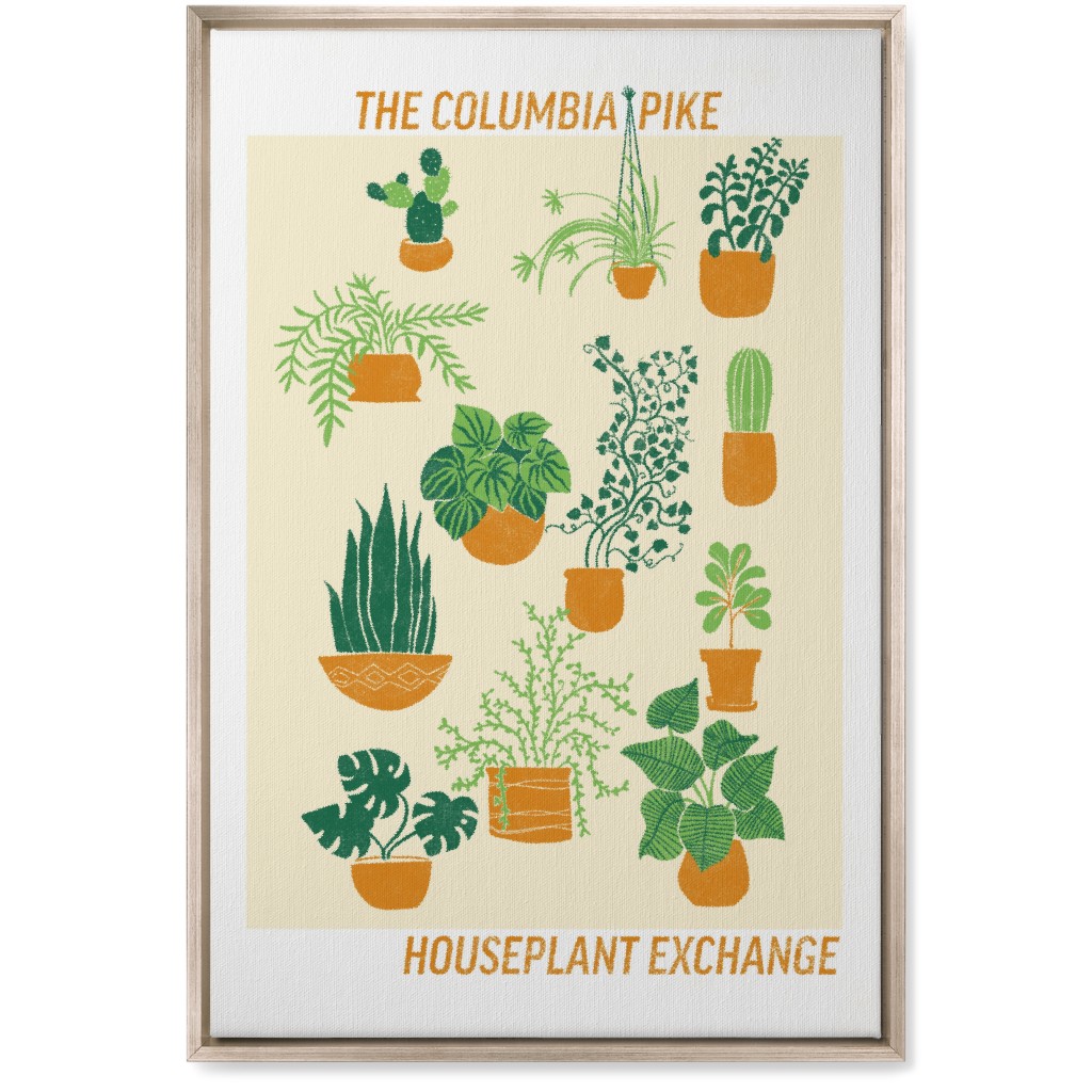 Houseplant Exchange - Green and Cream Wall Art, Metallic, Single piece, Canvas, 20x30, Green