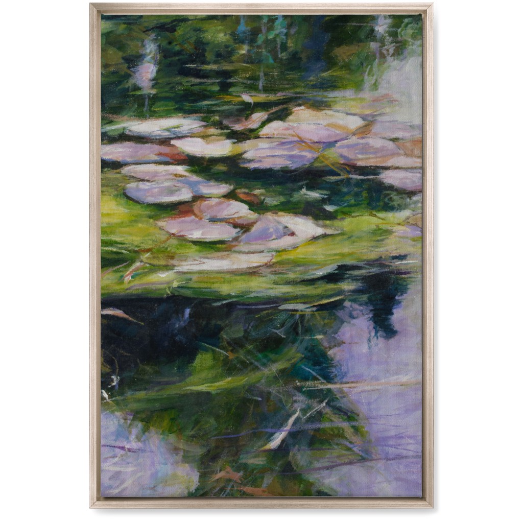 Waterlilies Painting Wall Art, Metallic, Single piece, Canvas, 20x30, Green