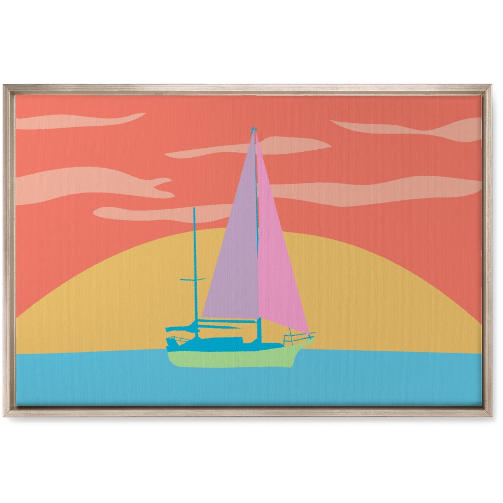 Minimalist Sunset Sail - Bold Wall Art, Metallic, Single piece, Canvas, 20x30, Multicolor