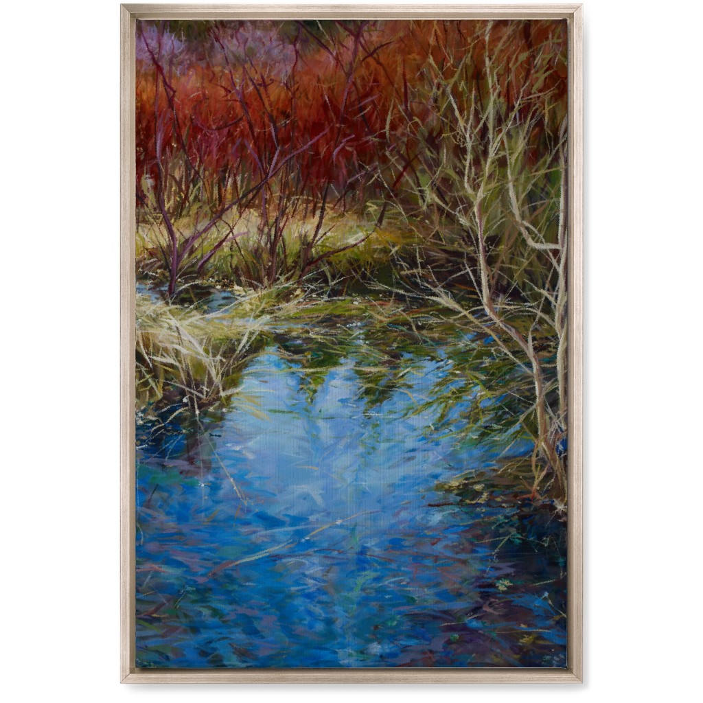 Autumn Red Painting Wall Art, Metallic, Single piece, Canvas, 20x30, Green, Classic Green