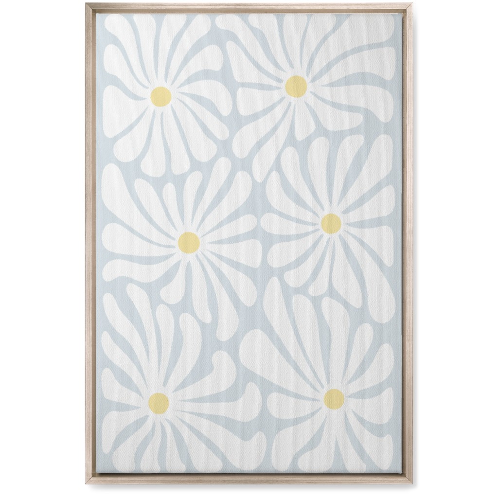 Retro Daisies Wall Art, Metallic, Single piece, Canvas, 20x30, Blue, Mist