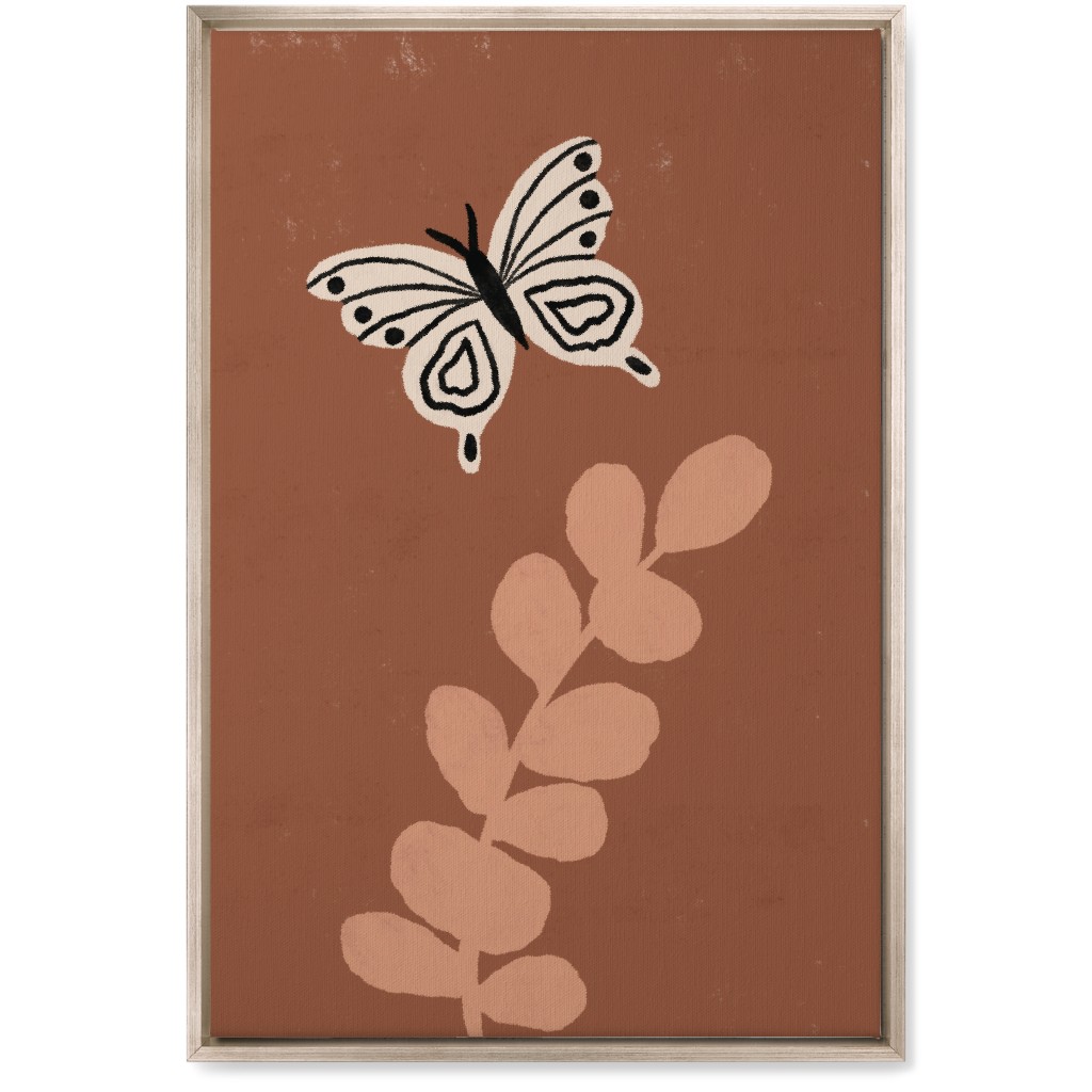 Butterfly and Branch - Warm Wall Art, Metallic, Single piece, Canvas, 20x30, Brown, Brown
