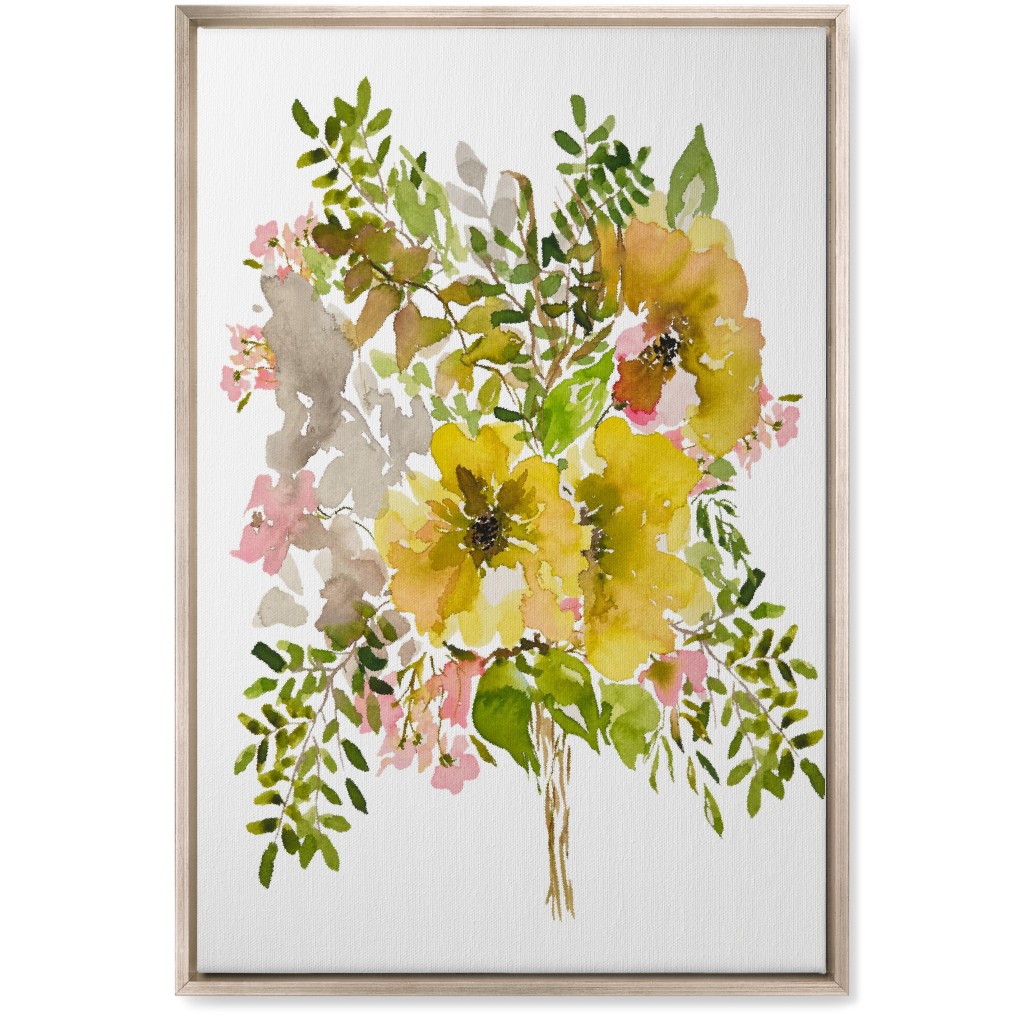 Floral Bouquet - Yellow Wall Art, Metallic, Single piece, Canvas, 20x30, Yellow, Classic Yellow