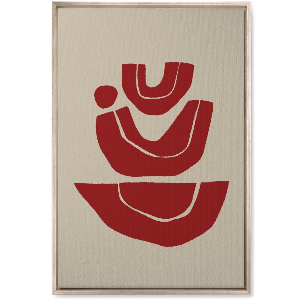 Geometric Abstract Stack Iii Wall Art, Metallic, Single piece, Canvas, 20x30, Red