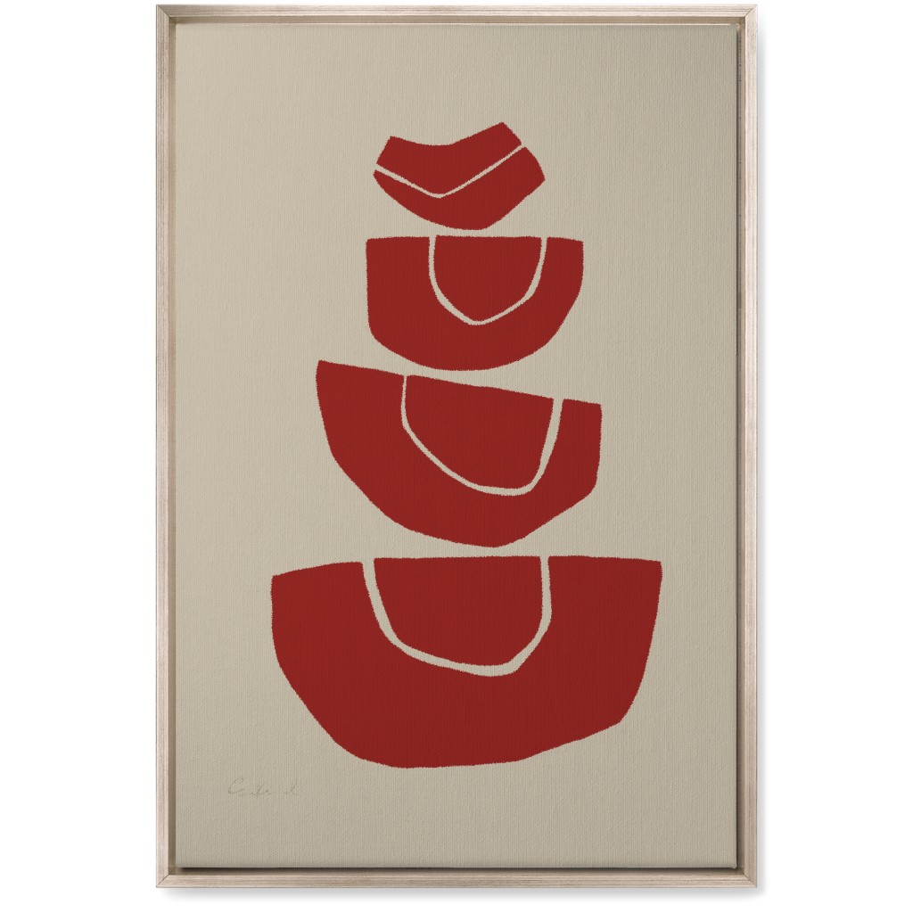 Geometric Stack Abstract Wall Art, Metallic, Single piece, Canvas, 20x30, Red