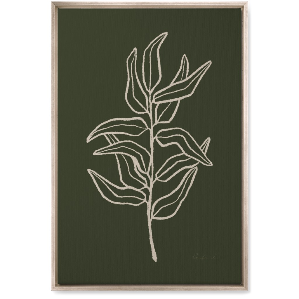 Botanical Eucalyptus Branch Wall Art, Metallic, Single piece, Canvas, 20x30, Green
