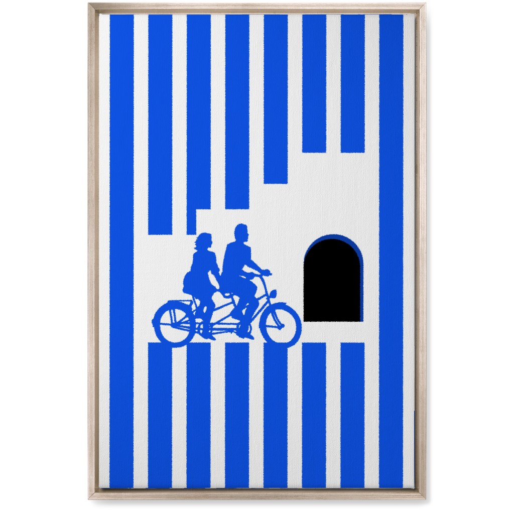 Riders Minimal Artwork - Blue Wall Art, Metallic, Single piece, Canvas, 20x30, Blue