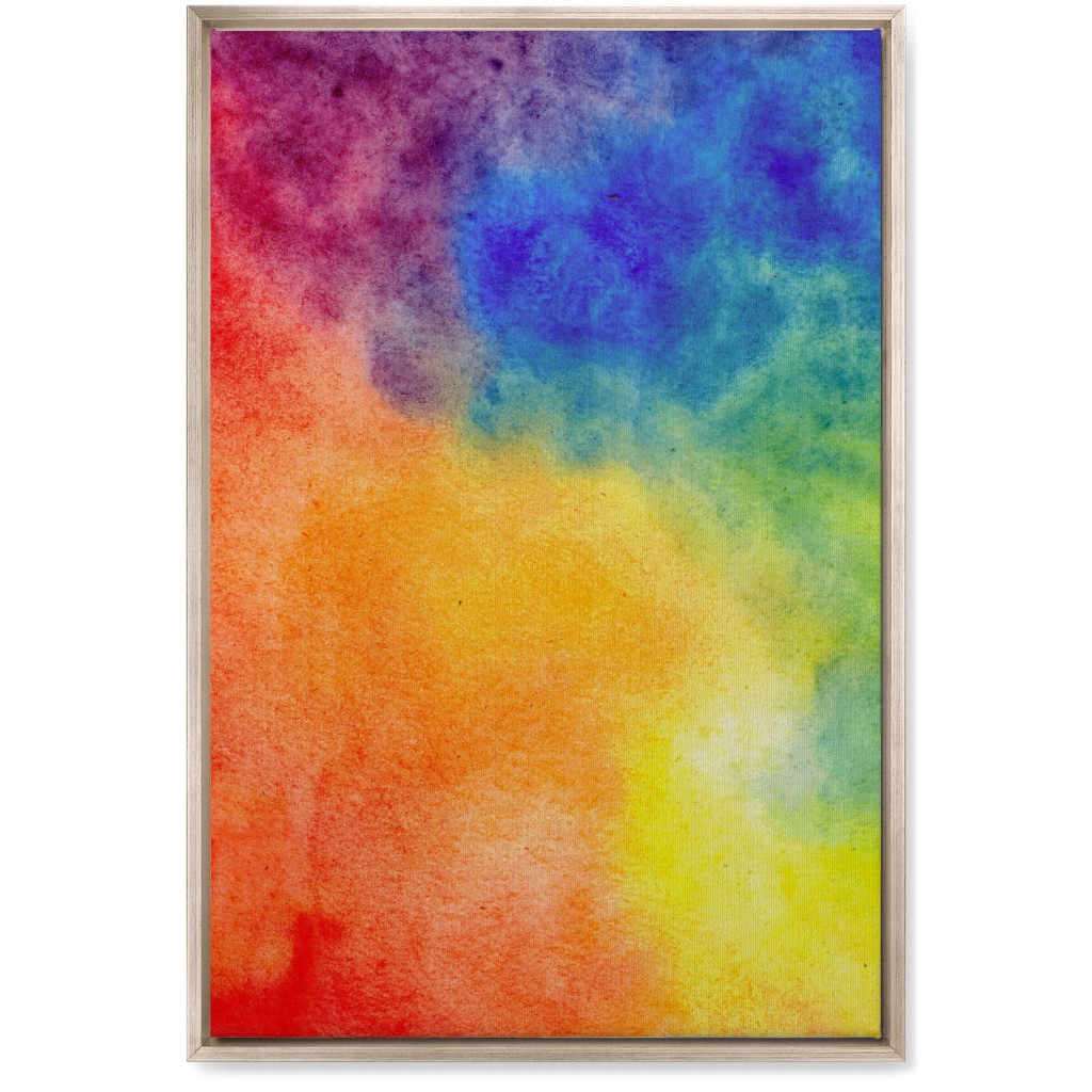 Watercolor Rainbow Abstract - Multi Wall Art, Metallic, Single piece, Canvas, 20x30, Multicolor