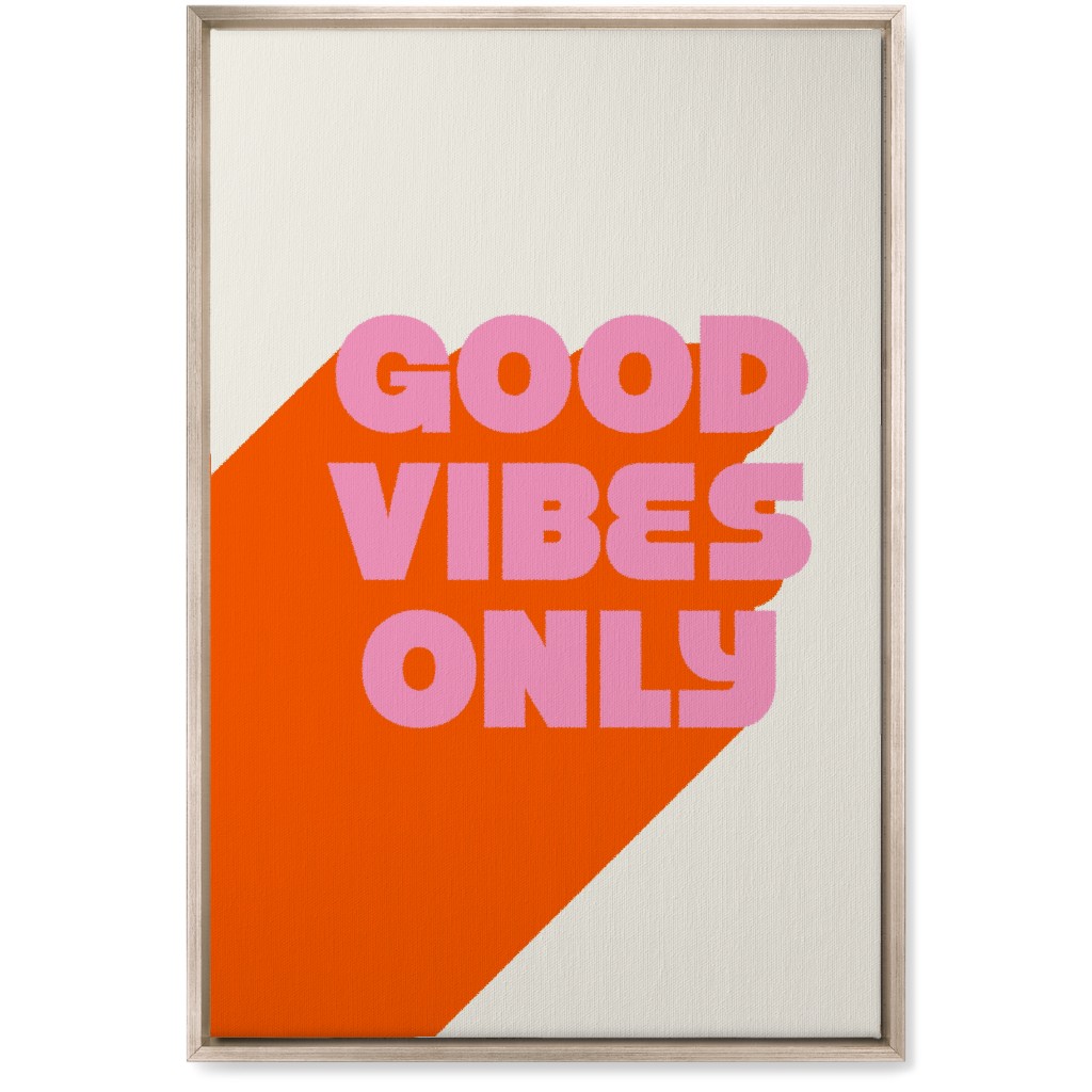 Good Vibes Only - Orange and Pink Wall Art, Metallic, Single piece, Canvas, 20x30, Red