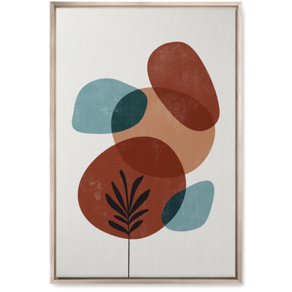 Abstract Leaf Orb - Terracotta and Ivory Wall Art, Metallic, Single piece, Canvas, 20x30, Brown, Brown