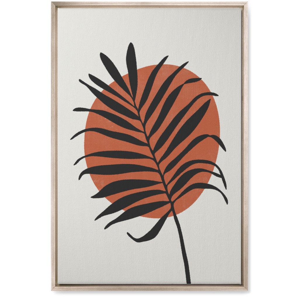 Abstract Leaf Frond - Terracotta and Ivory Wall Art, Metallic, Single piece, Canvas, 20x30, Brown