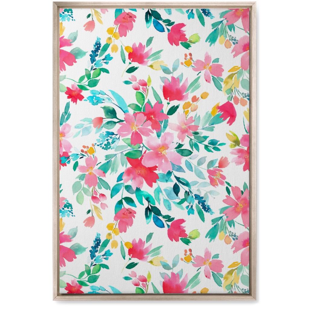 Summer Fresh Flowers - Multi Wall Art, Metallic, Single piece, Canvas, 20x30, Pink