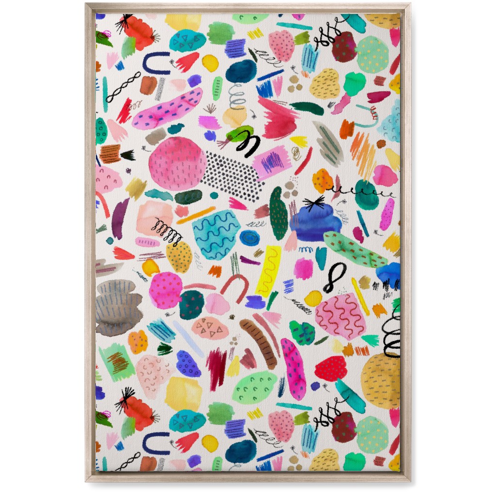 Abstract Marks and Scribbles - Multi Wall Art, Metallic, Single piece, Canvas, 20x30, Multicolor
