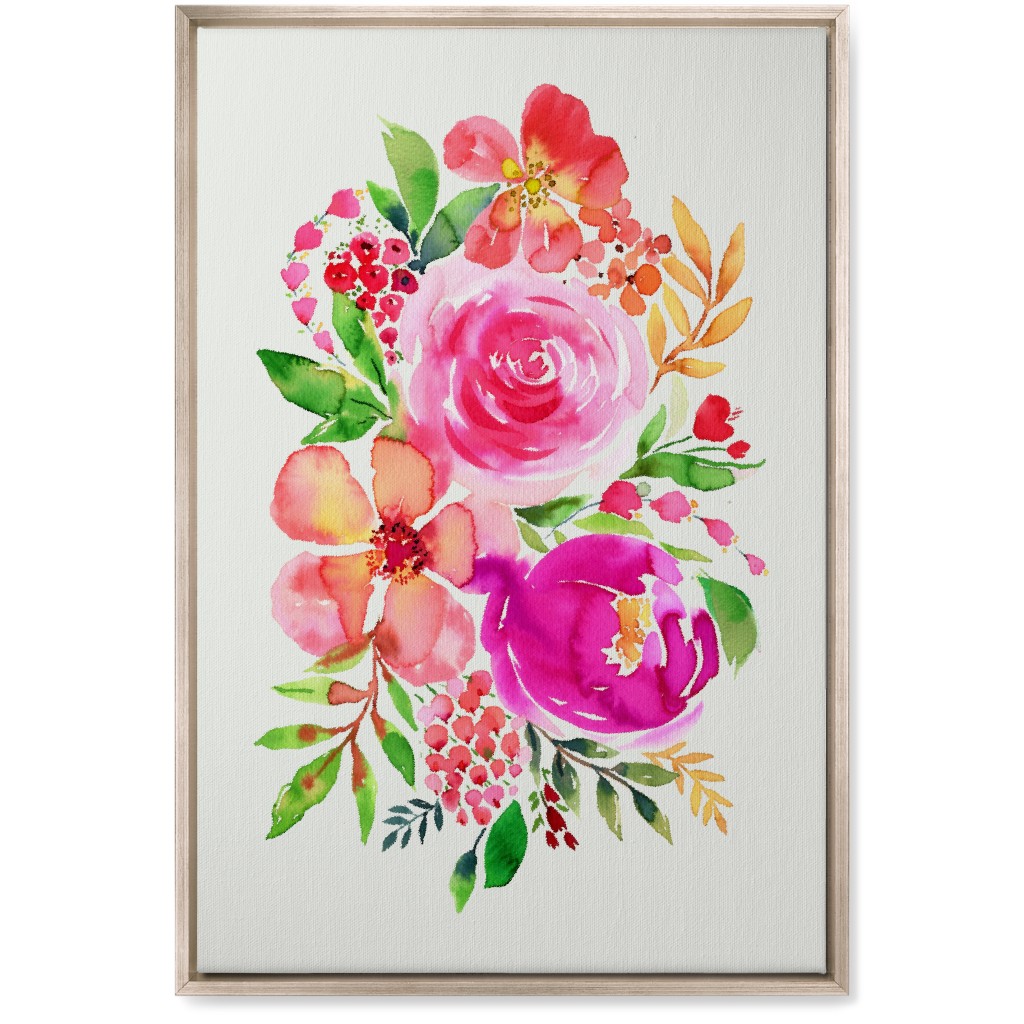 Summery Bouquet Wall Art, Metallic, Single piece, Canvas, 20x30, Pink, Bright Pink