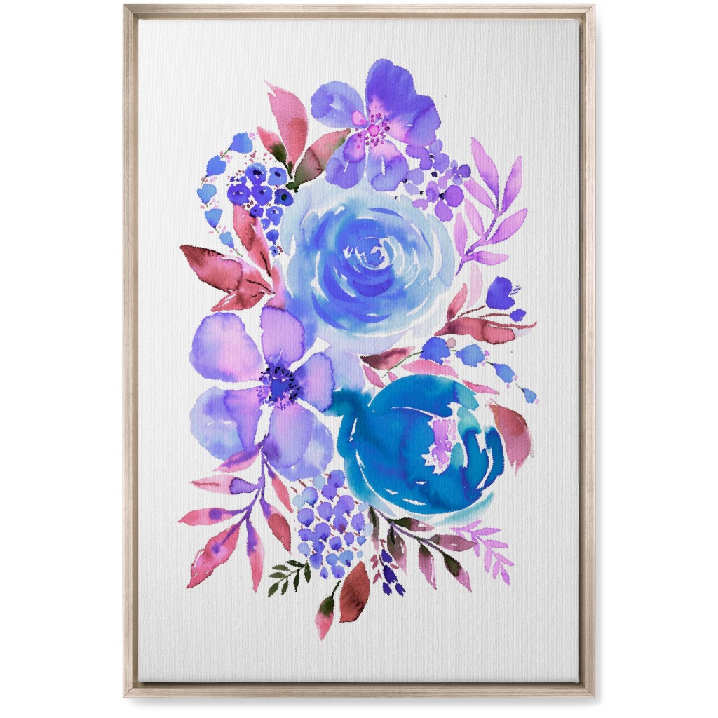 Summery Bouquet Wall Art, Metallic, Single piece, Canvas, 20x30, Blue