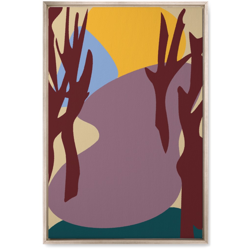 Minimalist Forest Path Wall Art, Metallic, Single piece, Canvas, 20x30, Multicolor
