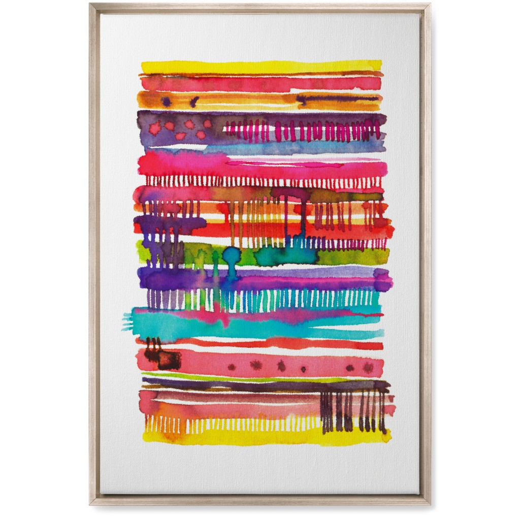 Watercolor Irregular Vainica Stripes - Multi Wall Art, Metallic, Single piece, Canvas, 20x30, Multicolor