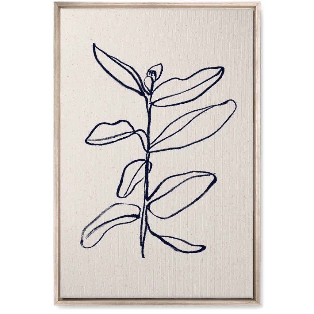Plant Line Art - Neutral Wall Art, Metallic, Single piece, Canvas, 20x30, Beige