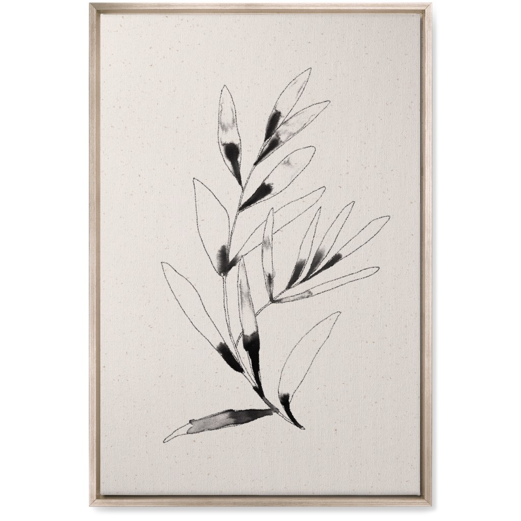 Olive Branch Watercolor - Neutral Wall Art, Metallic, Single piece, Canvas, 20x30, Beige