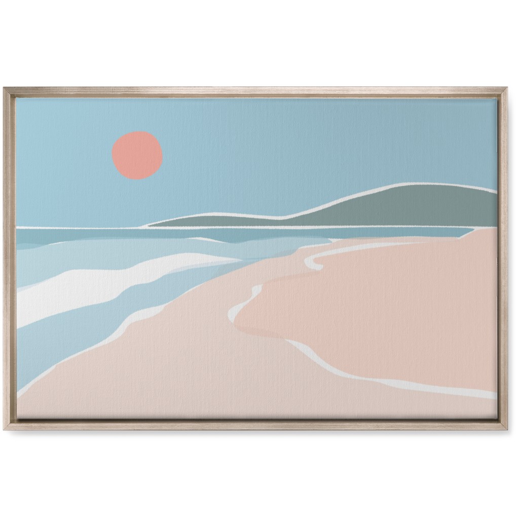 Beach Night Wall Art, Metallic, Single piece, Canvas, 20x30, Blue