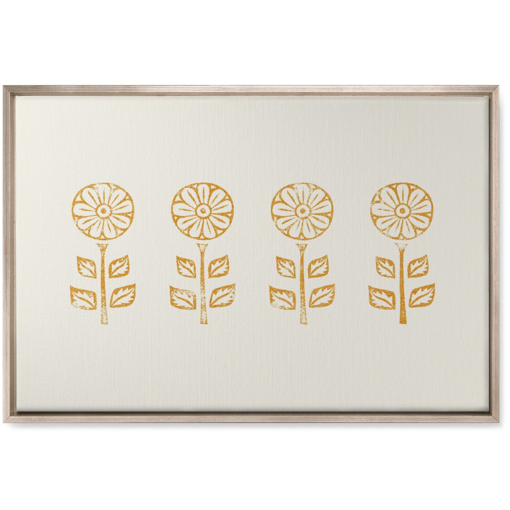Floral Block Print Ii Wall Art, Metallic, Single piece, Canvas, 20x30, Yellow