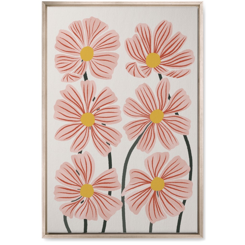 Botanical Cosmos Flowers Wall Art, Metallic, Single piece, Canvas, 20x30, Pink