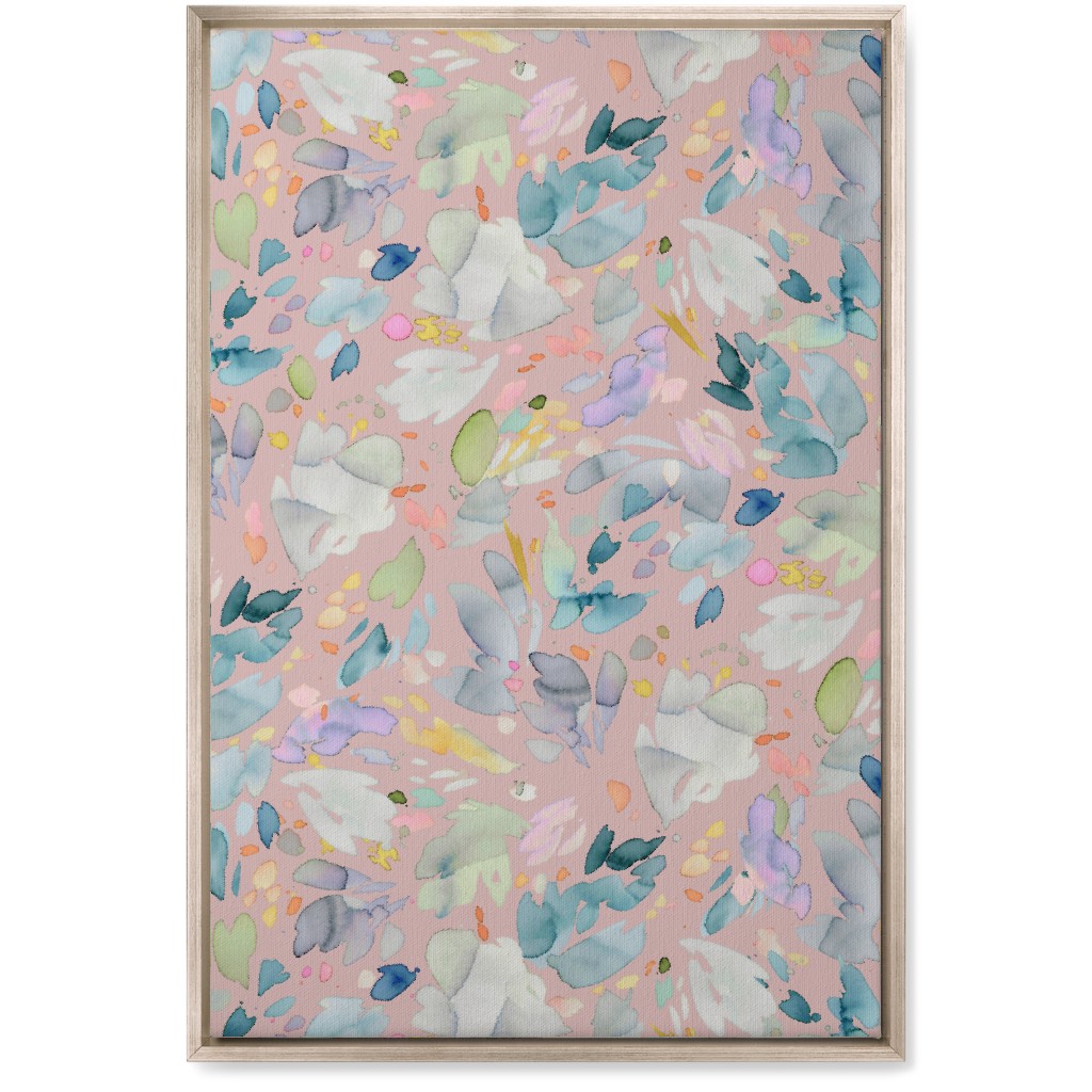 Abstract Petal Flowering Wall Art, Metallic, Single piece, Canvas, 20x30, Pink, Alpaca